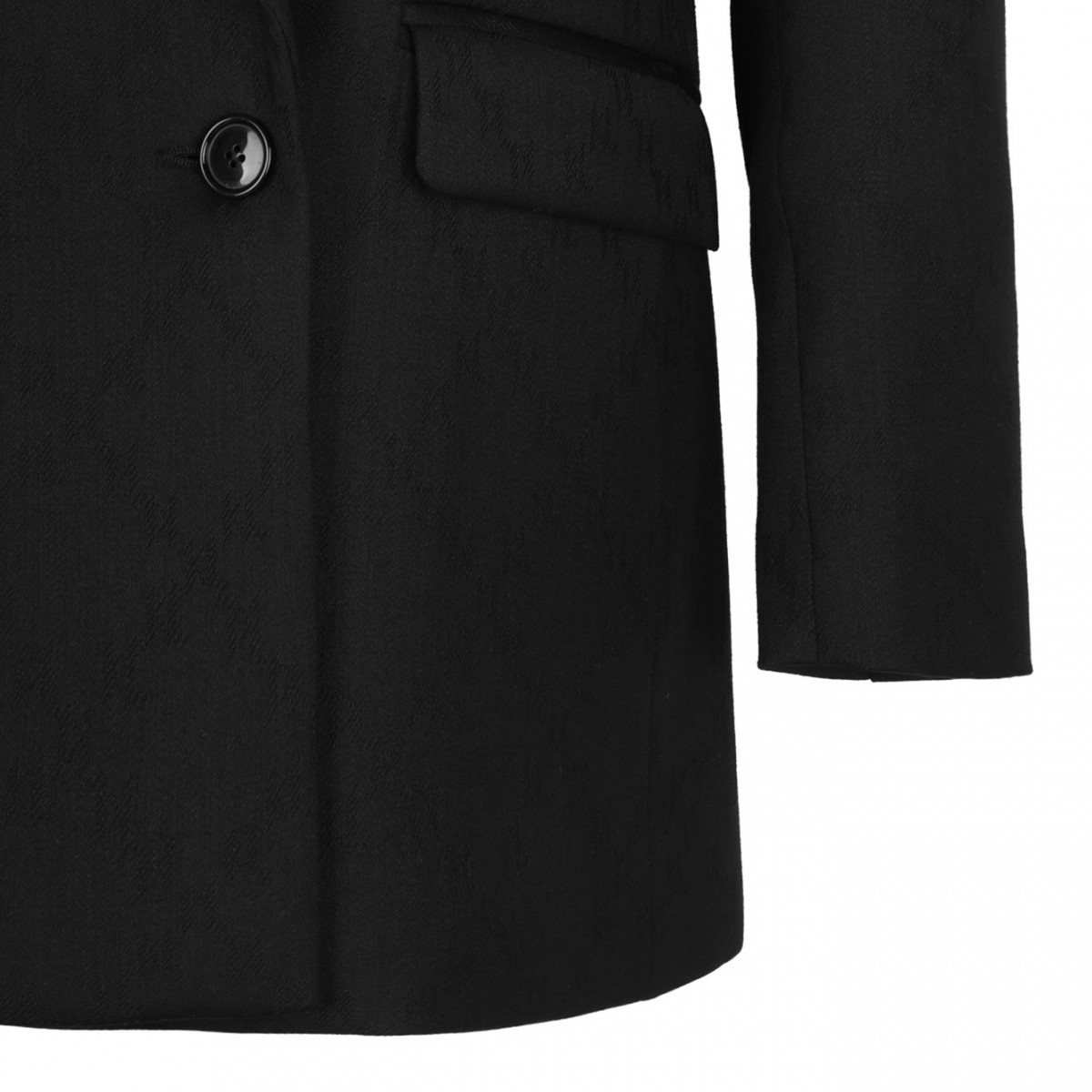 Black Double-Breasted Textured Jacket