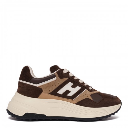 Beige and Brown Hi-Fi Sneakers
