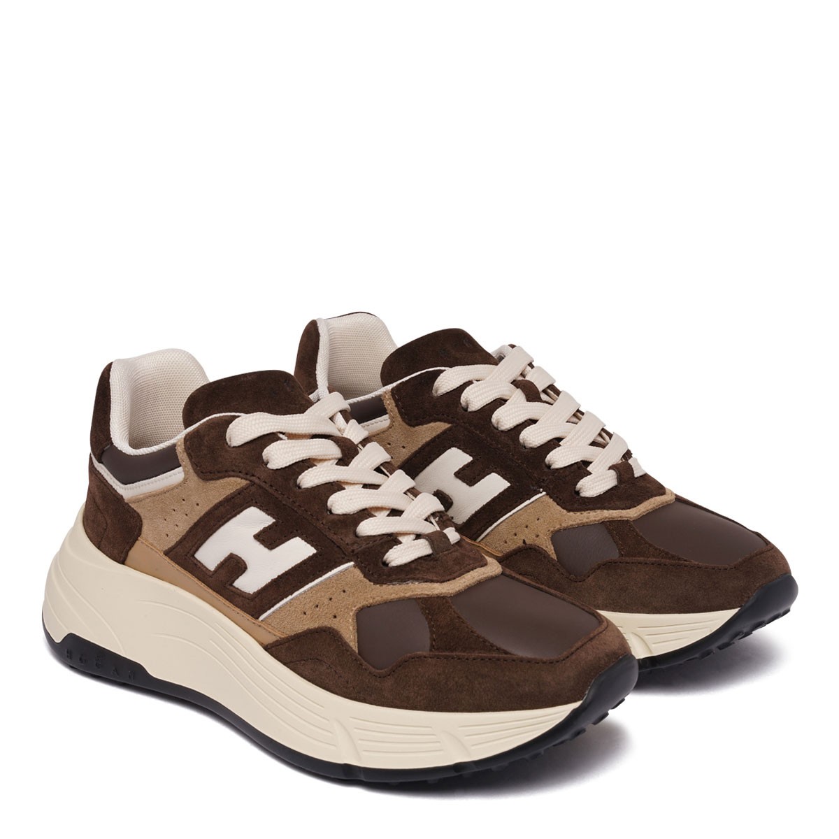Beige and Brown Hi-Fi Sneakers