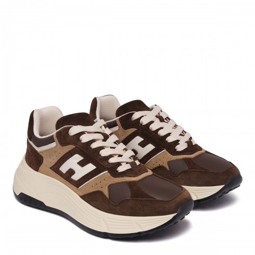 Beige and Brown Hi-Fi Sneakers