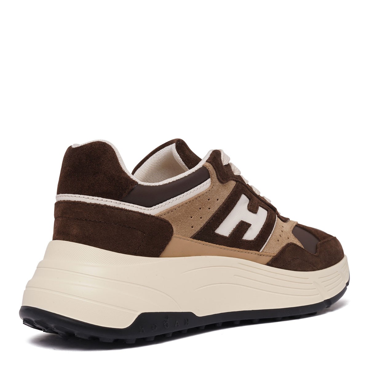 Beige and Brown Hi-Fi Sneakers