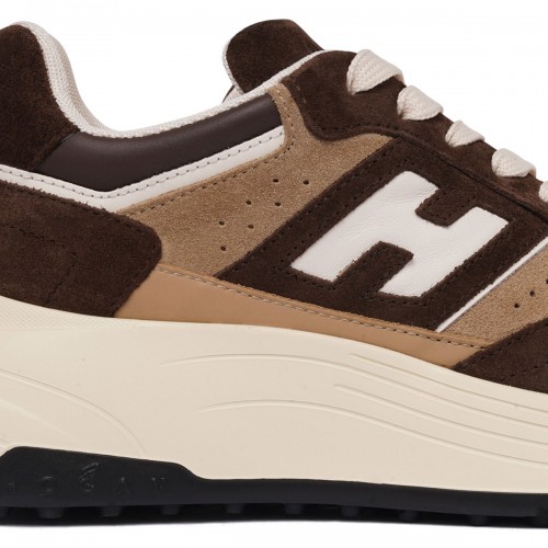 Beige and Brown Hi-Fi Sneakers