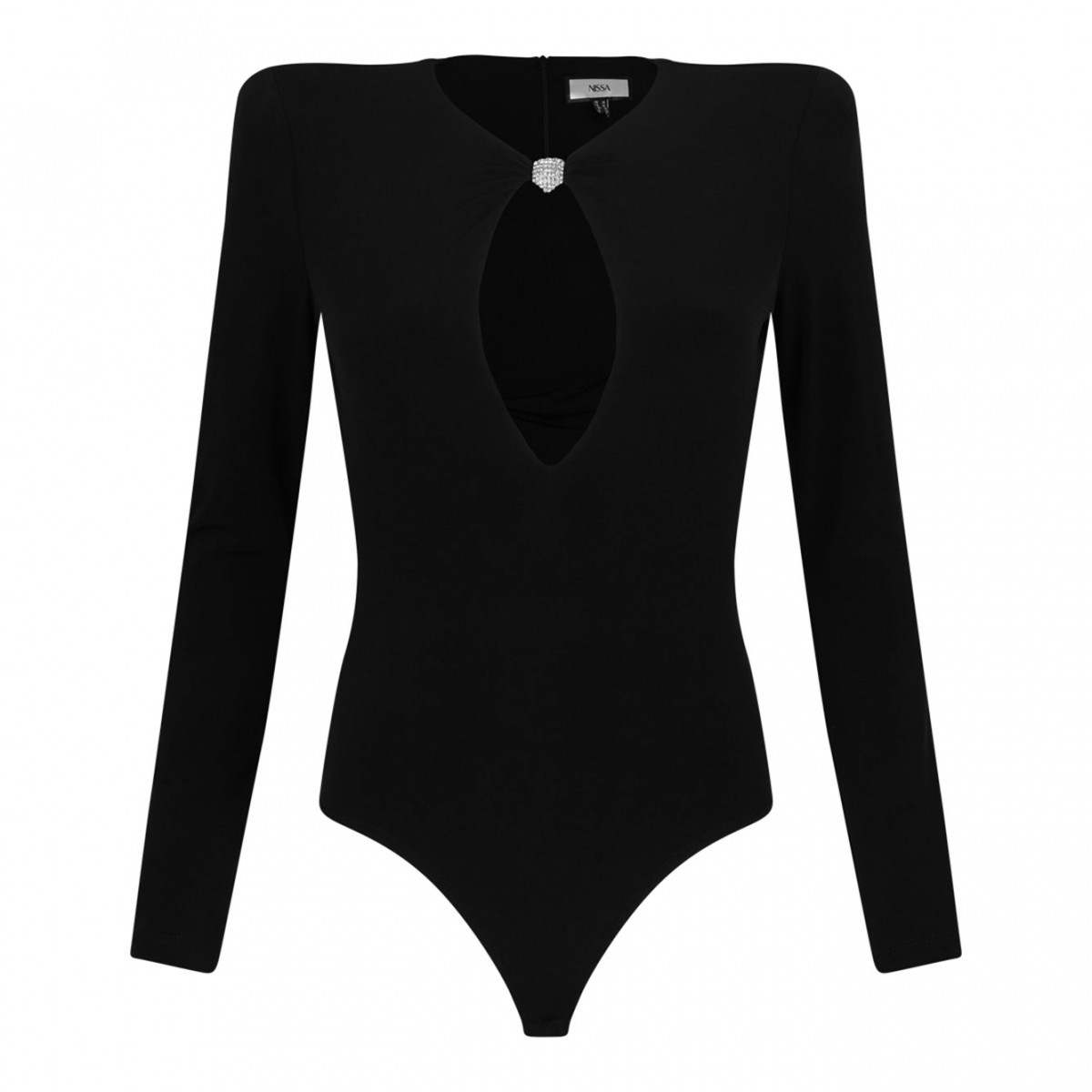 Black Crystal-Embellished Bodysuit