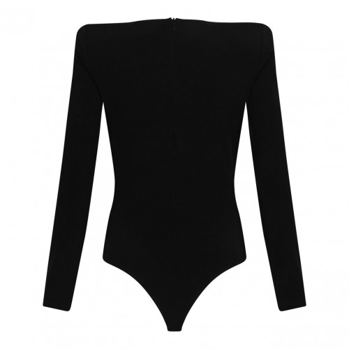 Black Crystal-Embellished Bodysuit 2