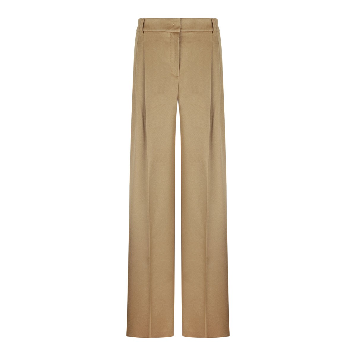 Camel Flowing Trousers In Pure Wool