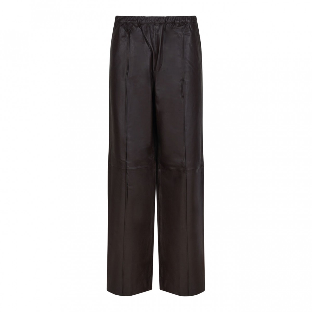 Brown Leather Wide Leg Trousers