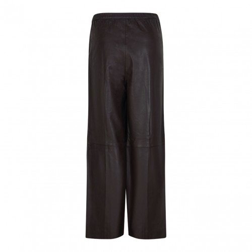 Brown Leather Wide Leg Trousers