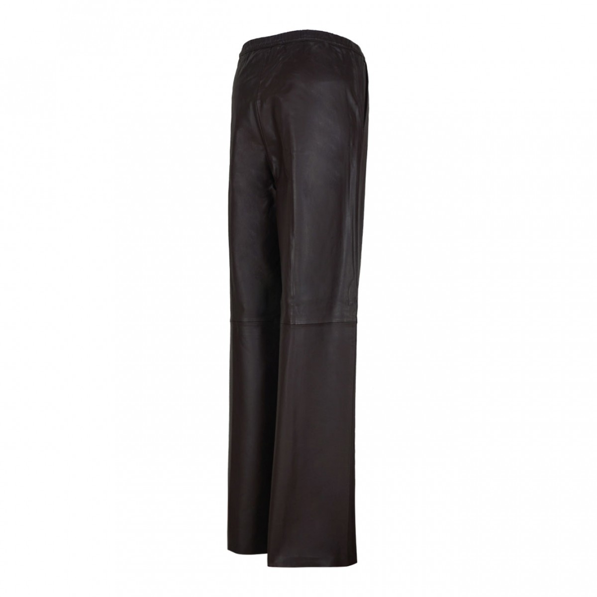 Brown Leather Wide Leg Trousers