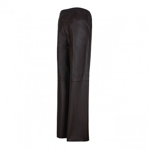 Brown Leather Wide Leg Trousers