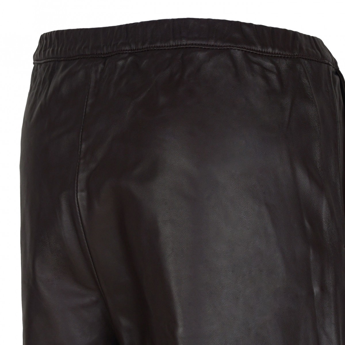 Brown Leather Wide Leg Trousers