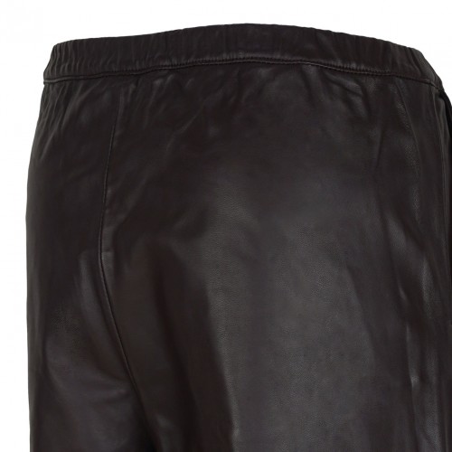 Brown Leather Wide Leg Trousers