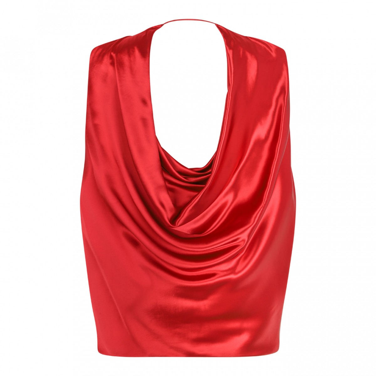 Red Satin Cape With Drape
