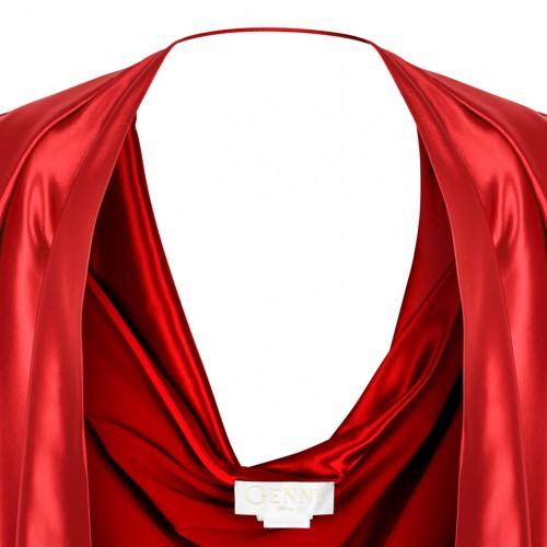 Red Satin Cape With Drape