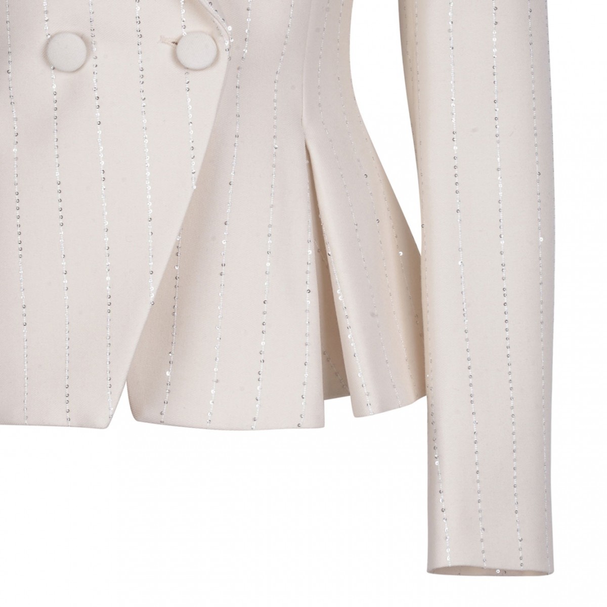 White Embellished Double Breasted Blazer