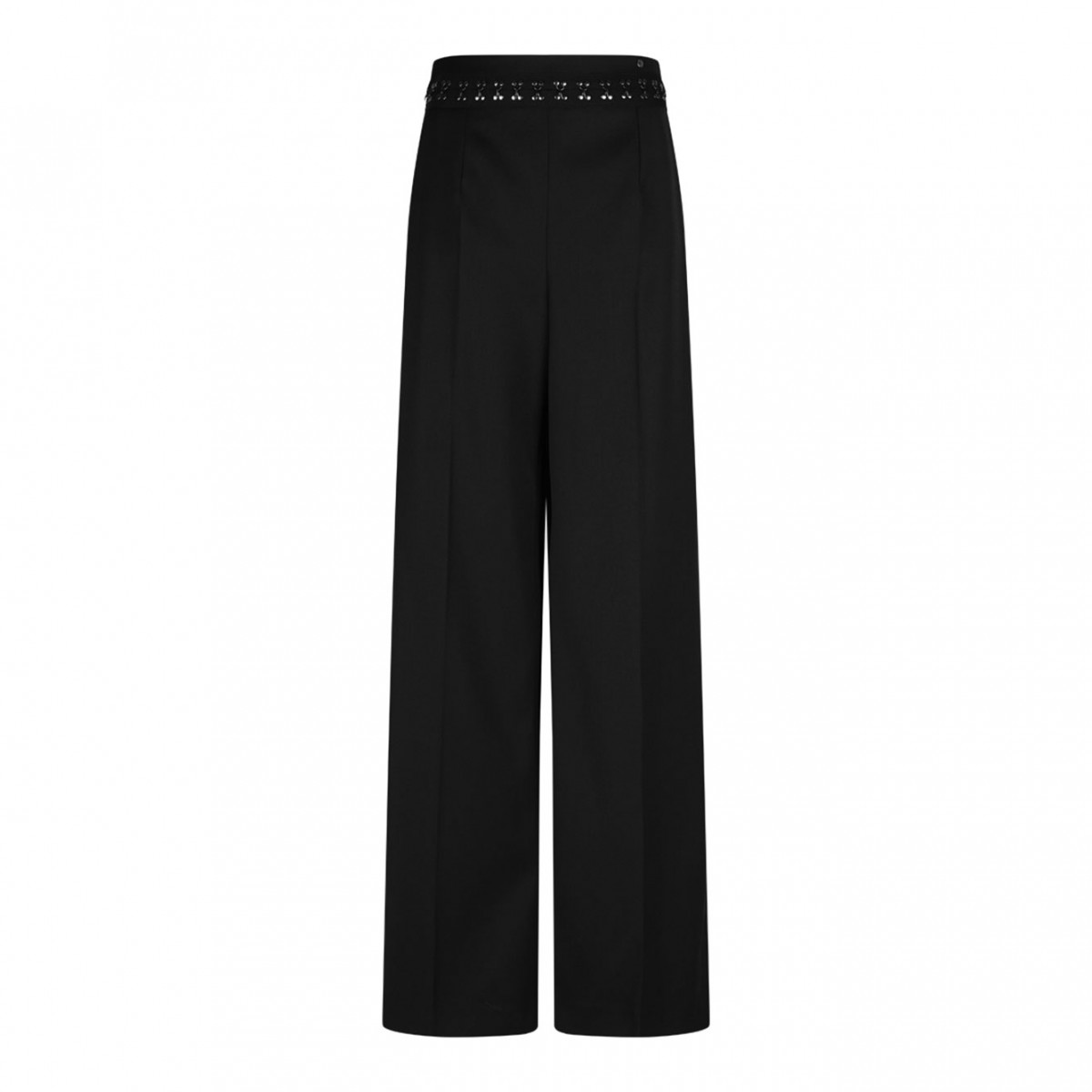 Black Embellished-Waist Trousers
