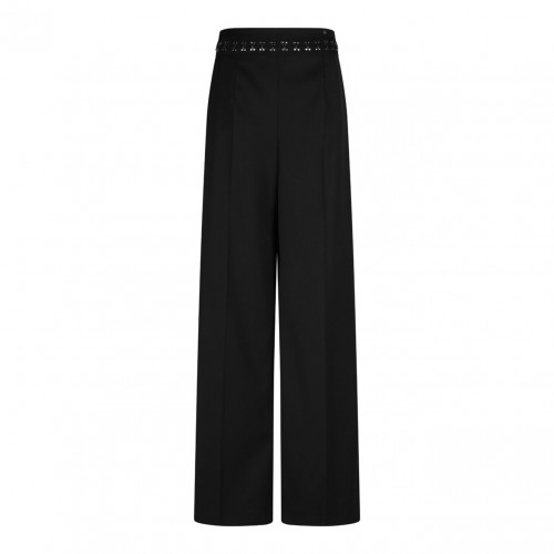 Black Embellished-Waist Trousers