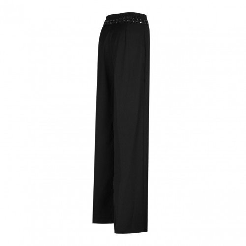 Black Embellished-Waist Trousers