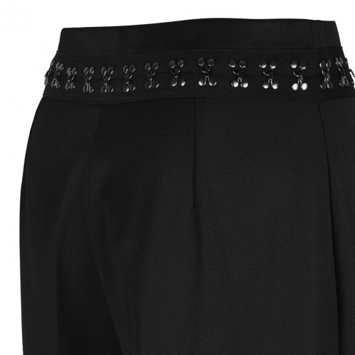 Black Embellished-Waist Trousers