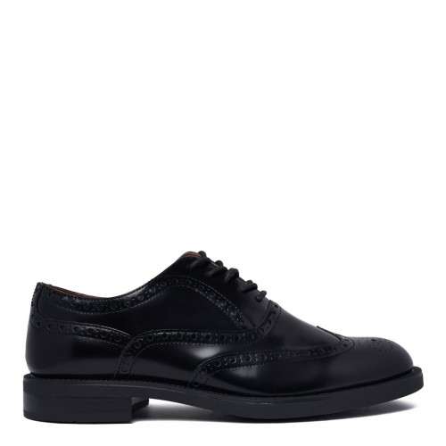 Black Leather Lace-Up Brogue Shoes
