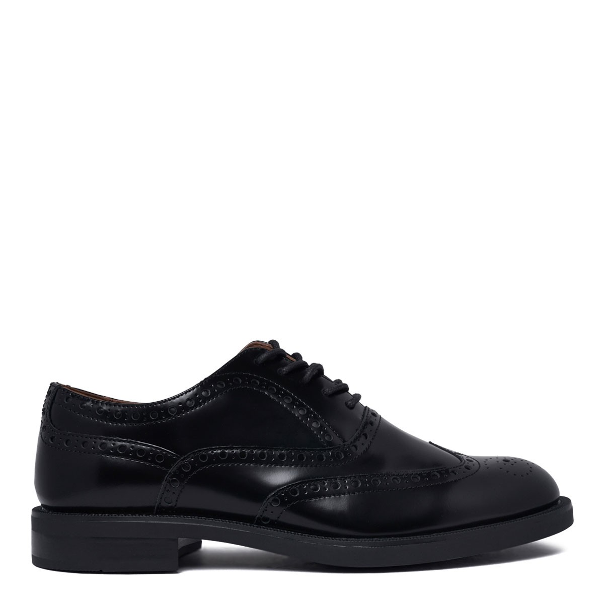 Black Leather Lace-Up Brogue Shoes