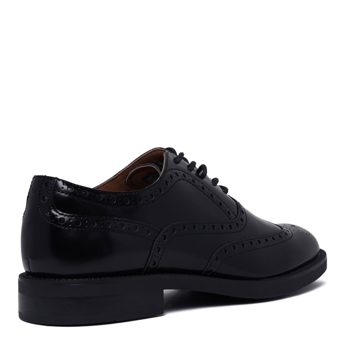 Black Leather Lace-Up Brogue Shoes