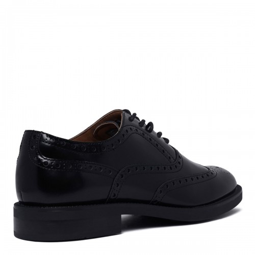 Black Leather Lace-Up Brogue Shoes