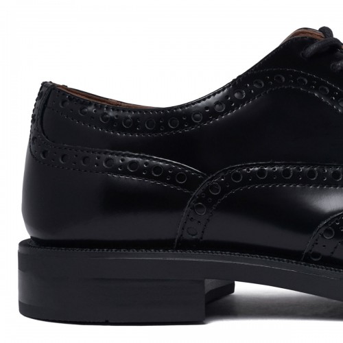 Black Leather Lace-Up Brogue Shoes