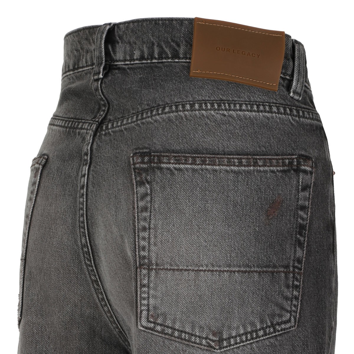 Grey Third Cut Ripped-Detail Jeans