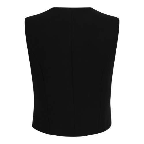 Black Crystal-Button Sleeveless Vest