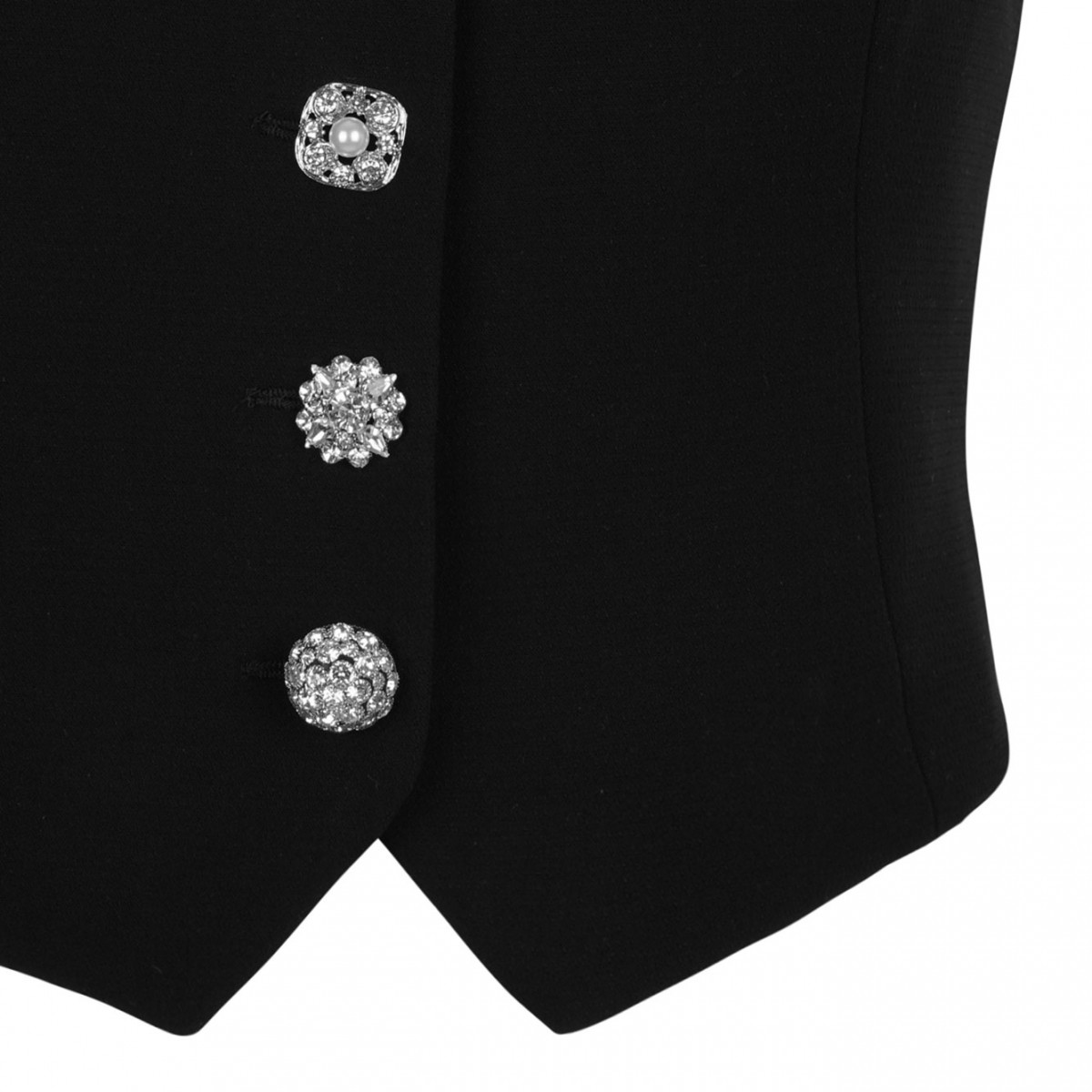 Black Crystal-Button Sleeveless Vest