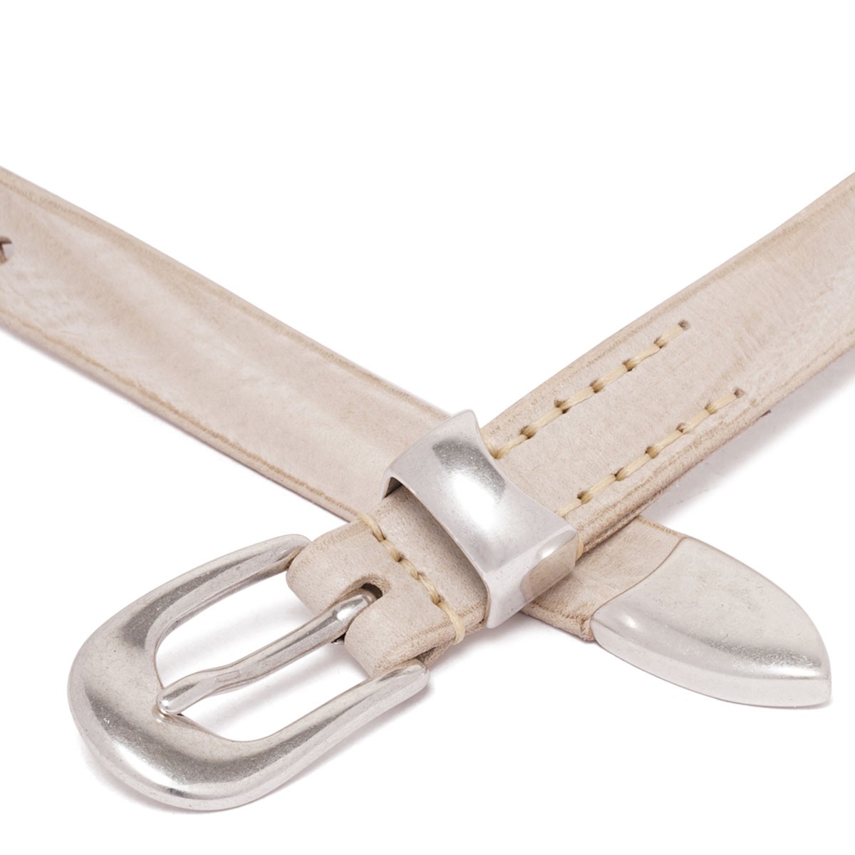 Beige Metal-Buckle Belt