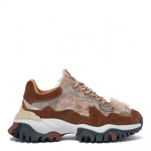 Laugh Brown Gold Sneakers