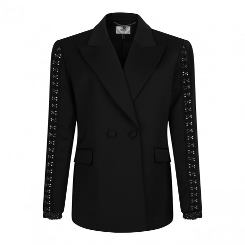 Black Embellished Double-Breasted Jacket