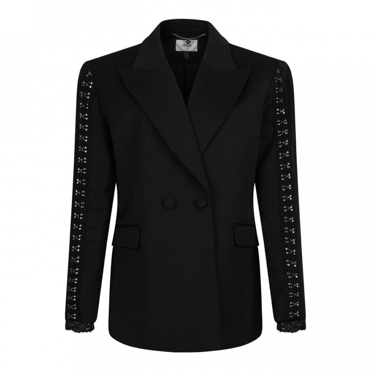 Black Embellished Double-Breasted Jacket