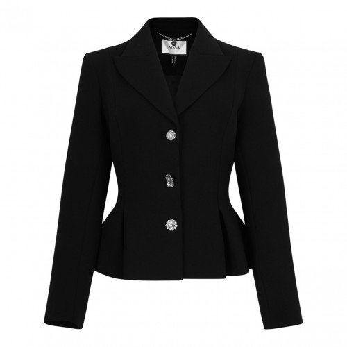 Black Crystal-Embellished Single-Breasted Blazer