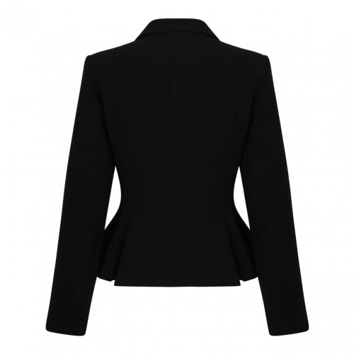 Black Crystal-Embellished Single-Breasted Blazer