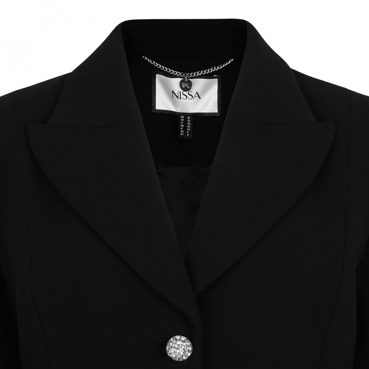 Black Crystal-Embellished Single-Breasted Blazer