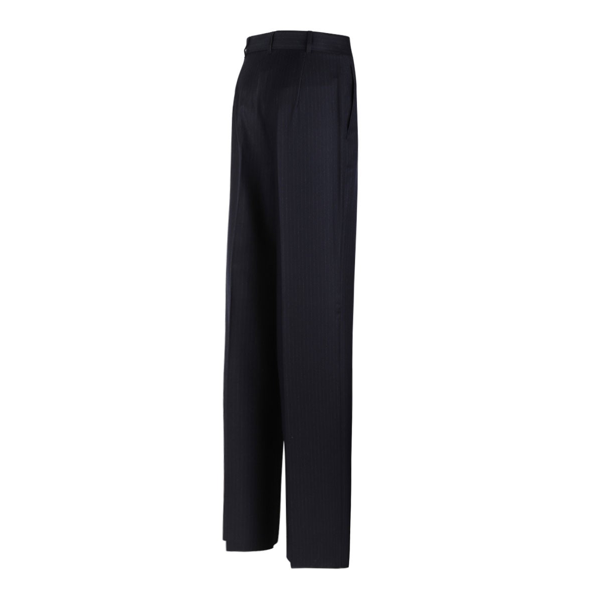 Black Stretch Wool Trousers With Pattern