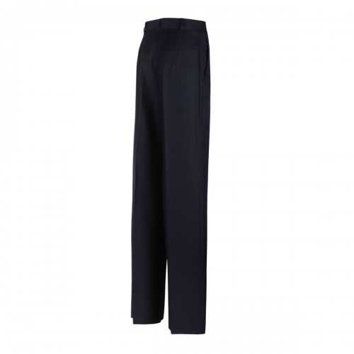 Black Stretch Wool Trousers With Pattern