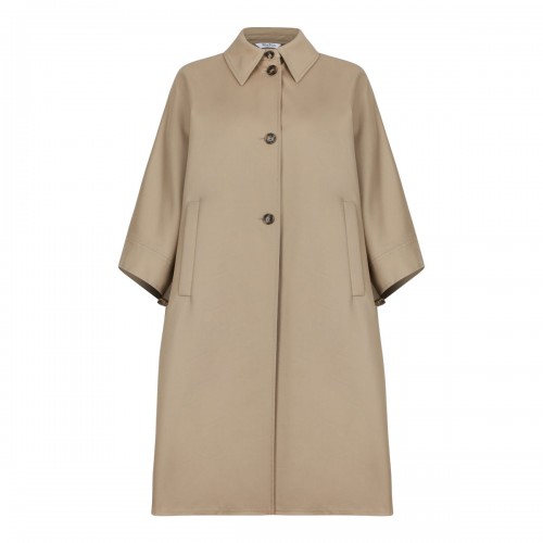 Beige Pedale Cape-Style Button-Up Coat