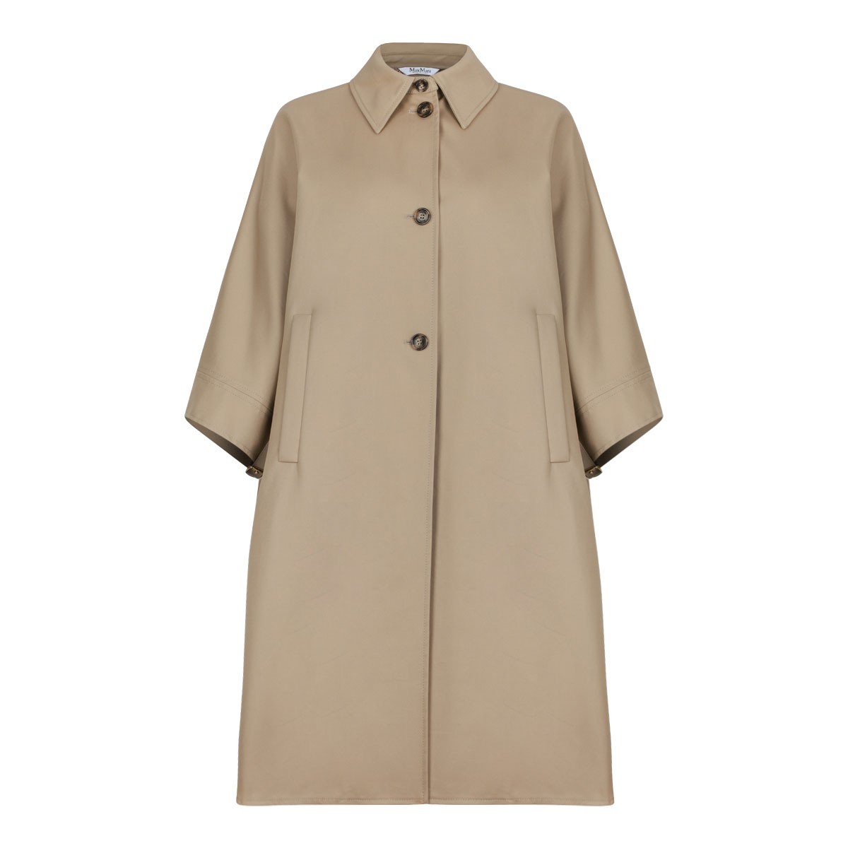 Beige Pedale Cape-Style Button-Up Coat