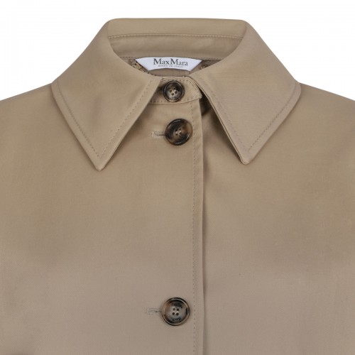 Beige Pedale Cape-Style Button-Up Coat