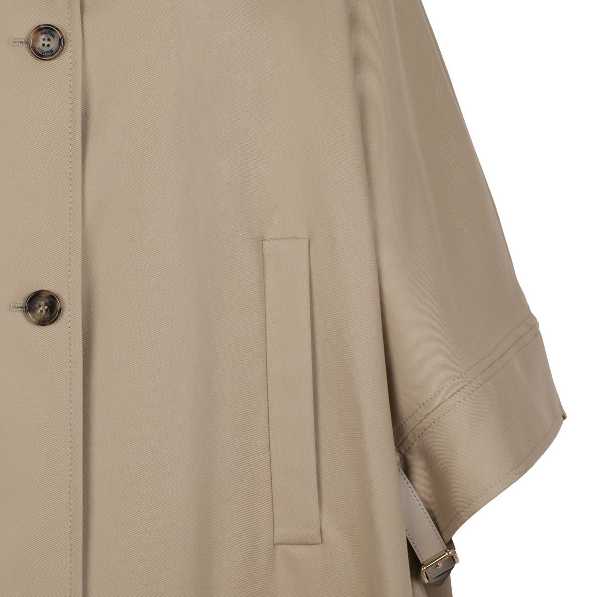 Beige Pedale Cape-Style Button-Up Coat