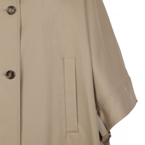 Beige Pedale Cape-Style Button-Up Coat