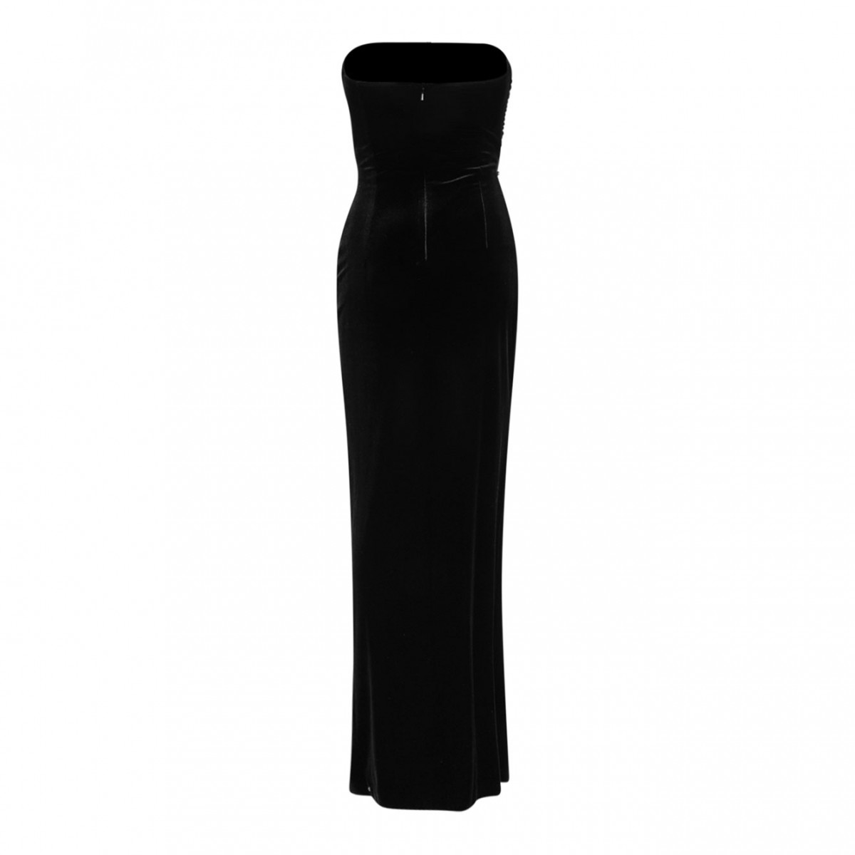 Black Crystal-Embellished Velvet Maxi Dress