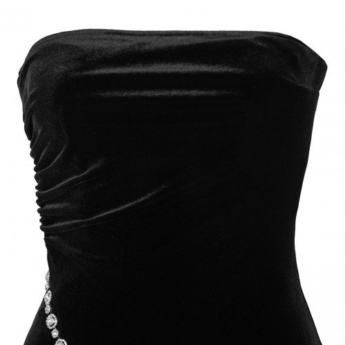 Black Crystal-Embellished Velvet Maxi Dress