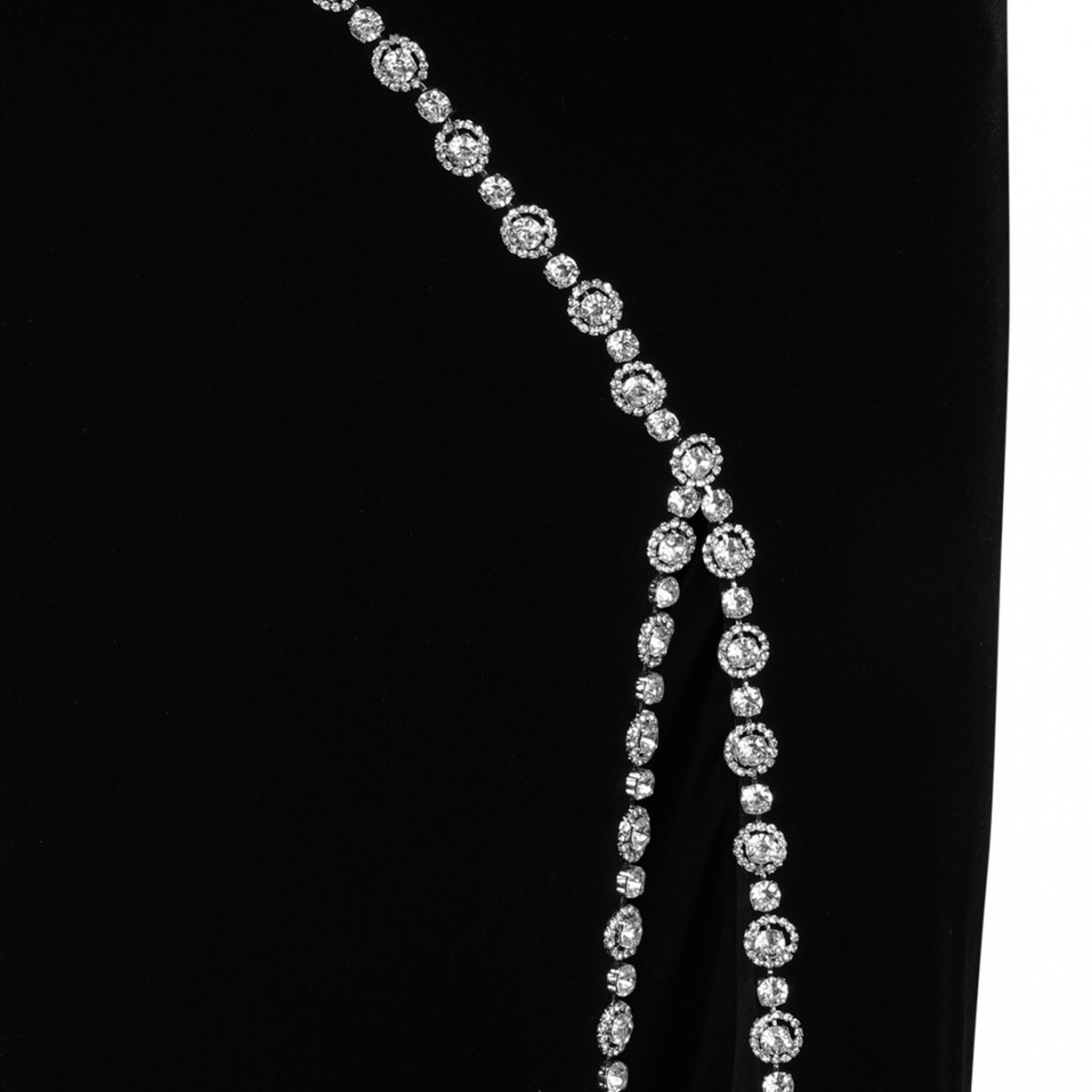 Black Crystal-Embellished Velvet Maxi Dress