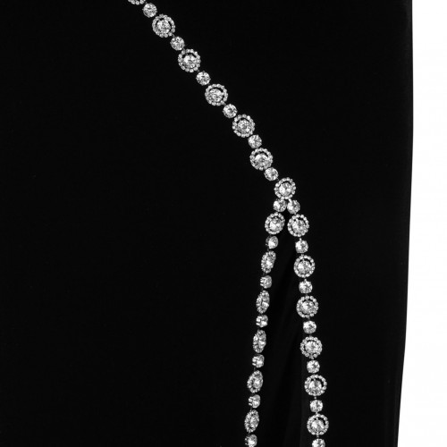 Black Crystal-Embellished Velvet Maxi Dress