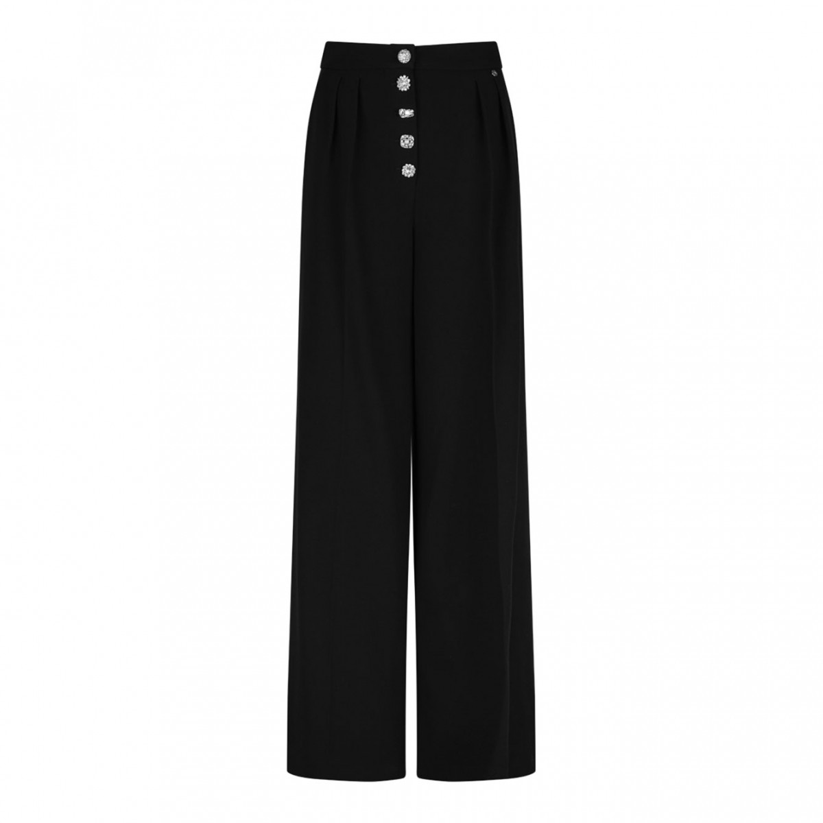 Black Pleated Crystal-Embellished Trousers