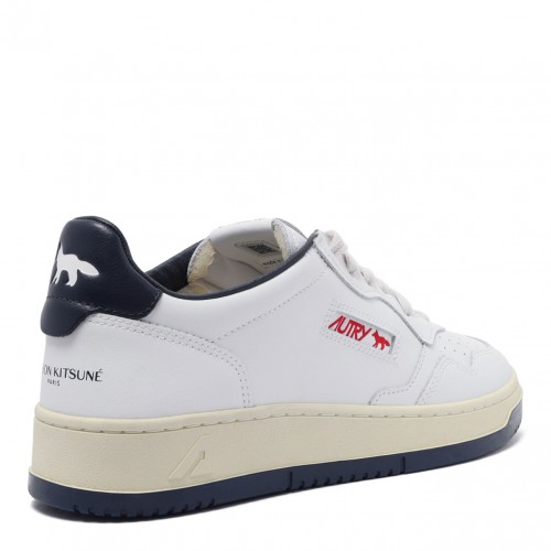 White and Blue Medalist Sneakers